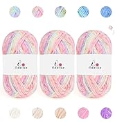 Mixed Color Velvet Yarn (Macaron) Chenille Yarn w How to See Stitchs Tutorial Video, 100g 197yds ...