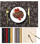 Smiry Rectangle Place Mats, Waterproof Heavy Duty Vinyl Placemats 6 Pack | Wipeable Washable Tabl...