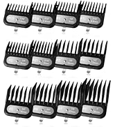 Clipper Guards Set Compatible with Most Wahl Clippers, -1/16" to 1", 12 Piece Set, Black Color, N...