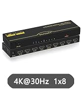 4K 30Hz HDMI Splitter 1 in 8 Out, 8 Port HDMI Splitter 1x8 Support 4Kx2K@30Hz, HDM 1.4, HDCP, 3D,...