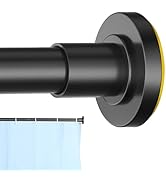 CorkLatta Shower Curtain Rod 31 to 80 Inch,1 Inch Diameter Adjustable Matte Black Spring tension ...