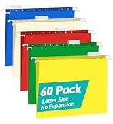 HERKKA Hanging File Folders, 60 Pack Reinforced Letter Size Hanging Folders with Heavy Duty 0 Inc...