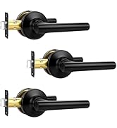 Brotima 3 Pack Passage Matte Black Door Handles, Black Keyless Door Lever Non-Locking Lever Set I...