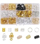 200pcs Loc Braid Jewelry for Hair Cuffs Rings Accessories Golden Silver Metal Pendants Decoration...