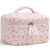 Prite Large Cosmetic Bags for Women Cute Makeup Bag Floral Coquette Aesthetic Toiletry Bag Travel...