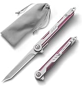 Pink Pocket Knife for Women Men, 3.14 '' 7CR13Mov Steel Tanto Blade Small EDC Knife with Clip, Wi...