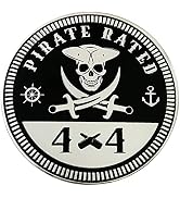 Pirate Badge Rated Car Emblem, 4 x 4 Metal Automotive Badge 3D Metal Car Badges Emblems Round Dec...