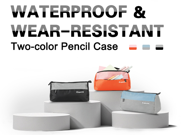 two colored one open pencil pouch