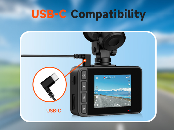type-c front and rear dash cam