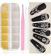 Haozhet 5680pcs caviar beads for nails, 12 grad gold nail charms and sliver nail caviar beads, 2p...