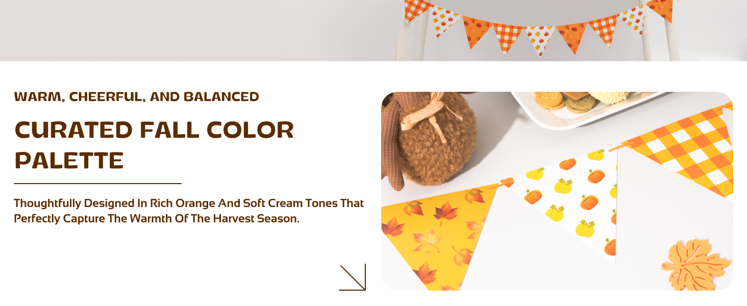 Thanksgiving banner decorations Autumn Triangle Flag Fall party with Plaid, Pumpkin & Maple Leaf