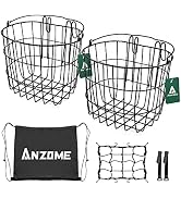 ANZOME Rear Bike Baskets Hanging Detachable Bike Basket Wire Pannier with Hooks and Handle Quick ...