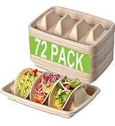 Kzeirm 72 Pcs Disposable Taco Holder Plates, Taco Bar Serving Set for a Party, Fiesta Taco Tray H...