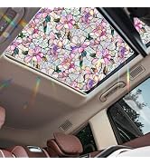 Bloss Purple Magnolia Flower Sunroof Film Decorative, Stain Glass Window Film for Sunroof Glass, ...