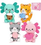 Fortuning's JDS Crochet Kit for Beginners, Axolotls & Cat Crochet Kit for Adults Beginner, Comple...