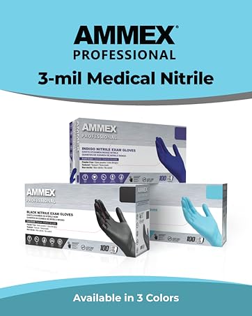 Ammex Professional 3-mil Medical Nitrile Gloves- Available in 3 Colors!