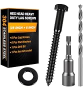 Xpokcai Hex Head Lag Bolts for Wood, 3/8" x 6", Lag Screws 6 Count | Hex Head Lag Screws for Wood...