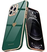 Teageo for iPhone 12 Pro Case for Girl Women Cute Love-Heart Luxury Bling Plating Soft Back Cover...