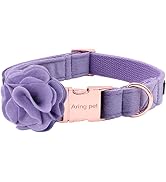 ARING PET Velvet Dog Collar, Purple Dog Collars with Detachable Felt Flower, Adjustable Soft Comf...