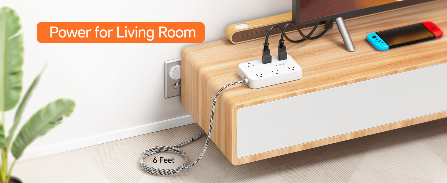 2 Prong Power Strip for Living Room