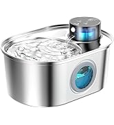 Wireless Cat Water Fountain: Battery Operated Stainless Steel Pet Fountain, Automatic Cordless Wa...