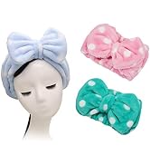 Shintop 3 Pack Flannel Cosmetic Headbands, Bowknot Elastic Hair Band Hairlace for Washing Face Sh...