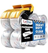LeBao Heavy Duty Packing Tape with Dispenser, Strong HD Clear Packaging Tape, 1.88 in. x 60 yd. x...