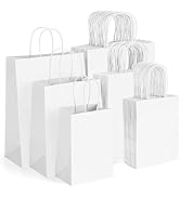 Eupako 75pcs Paper Bags Assorted Sizes, White Paper Bags with Handle Bulk, Paper Shopping Bags, G...