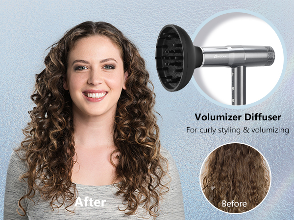 hair dryer with diffuser, blow dryer with diffuser for curly styling & volumizing