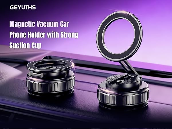 Magnetic Vacuum Car Phone Holder with Strong Suction Cup