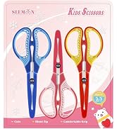 SLEMOON Kids Scissors 5.5 inch Right/Left Hand | Premium Stainless Steel, Blunt Tips, Safety Cove...