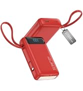 Nusyddy Portable Charger 27000mAh 22.5W w/Built-in Cable & LED Display Red | 22.5W Fast Charging,...