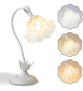 AQDZCNF Flower Table Lamp,LED Reading Light Bedside Vintage Flower Night Light,3 Colors Modes Kaw...