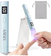 AIRSEE Mini Handheld UV Light with Storage Bag & Stand,Cordless and Portable Nail Lamps,2 Timers ...