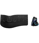 DELUX Full Size Ergonomic Split Keyboard and Wireless Vertical Mouse Combo, GM909 Wireless Split ...
