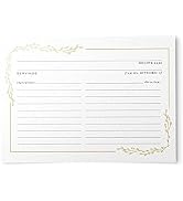 Dashleigh Floral Foil Border Recipe Cards, Set of 50, 4x6 inches (Gold Foil/White)