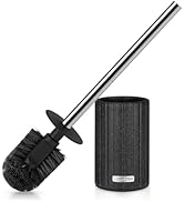 Toilet Bowl Brush and Holder, Durable Toilet Scrubber Bristles, Long Stainless Steel Handle, Cera...