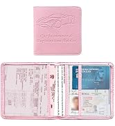 Kewucn Car Registration and Insurance Card Holder, Premium Leather Glove Box Organizer, Magnetic ...