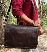 Leather Laptop Messenger Bag for Men - Top Grain Leather Briefcase Computer Satchel Office