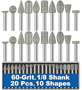 20Pcs 60-Grit Diamond Grinder Bit 1/8" Shank Compatible with Dremel Rotary Tool Attachment Access...