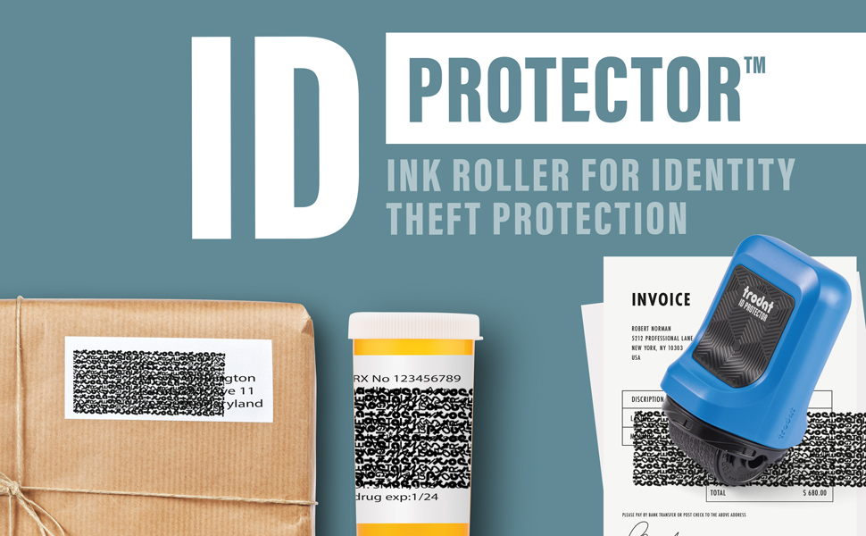 Id protector Ink roller for identity theft protection