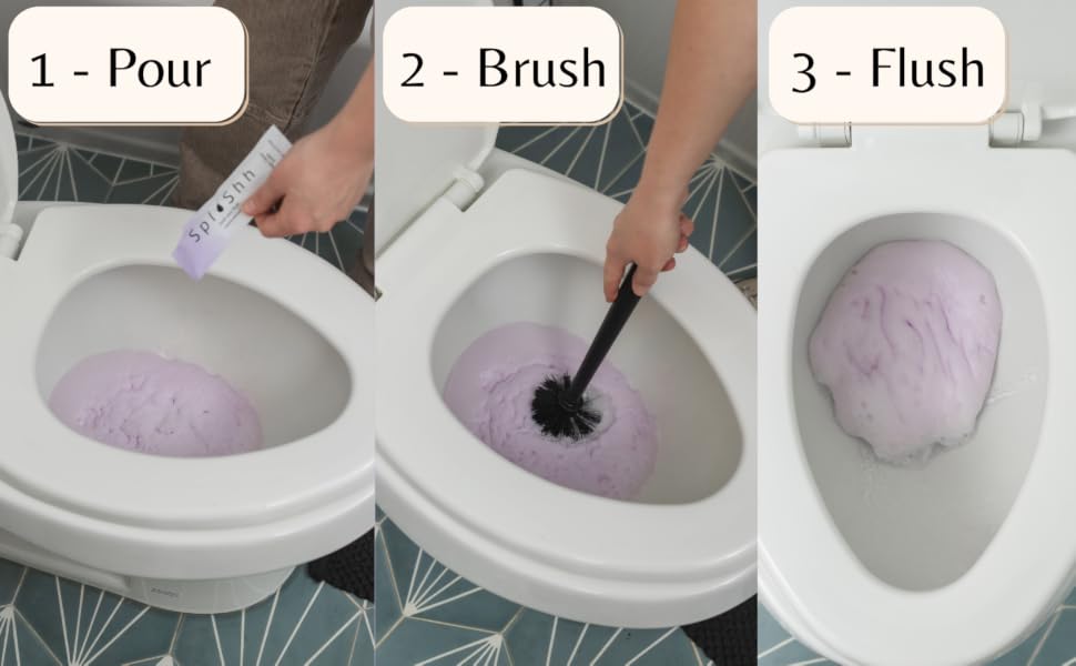 Foaming toilet bowl cleaners three step images how to use