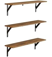 WOPITUES Floating Shelves for Wall, 32 inch Long Wall Mounted Shelves Set of 3, Wood Book Shelves...