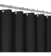 THAIGEE 2-in-1 Waterproof Fabric Shower Curtain - No Separate Liner Needed, Hotel-Style Waffle We...
