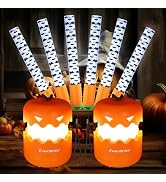 EverBrite Halloween Pumpkin Lantern and Bat Glow Stick Set, Collapsible Jack O Lantern Lights wit...