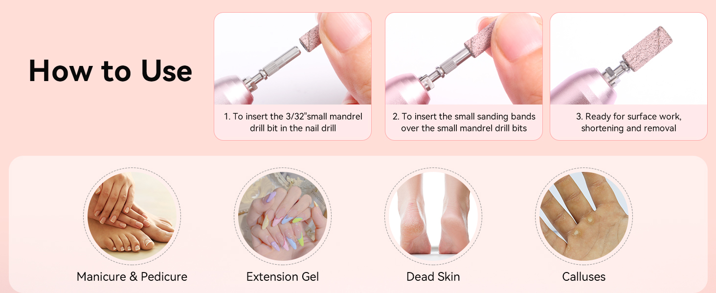 medium sanding bands for nail drill