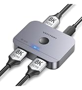 8K HDMI Splitter 1 in 2 Out, HDMI Switch 4K 120Hz with LED Indicators/HDMI 2.1 Switch/HDMI Splitt...