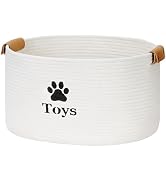 Jumpress Dog Toy Basket Large, Quality Cotton Rope Dog Toy Storage with Handles, Durable Dog Toy ...