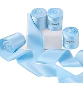Blue Silk Ribbon 1 1/2" x 20 Yard Frayed Edge Light Blue Satin Ribbon for Baby Showers Flower Bou...