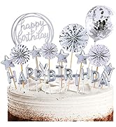 BEAN LIEVE Birthday Candles Set - Cake Topper Decoration with Cake Candles Confetti Balloon Stars...